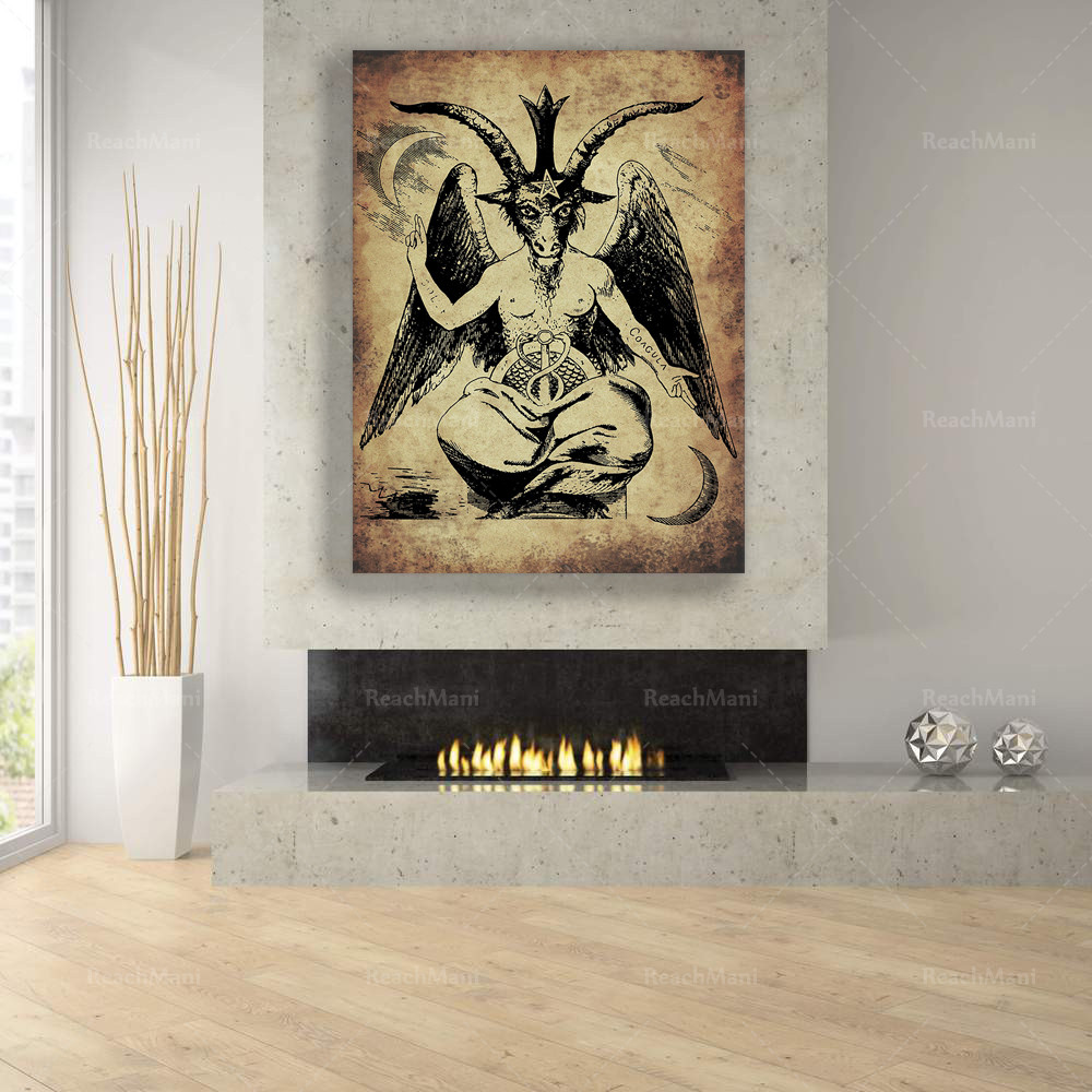 Baphomet Occult Print Poster, Occult Poster, Satanic Decor, Satanic Illustration, Goth Decoration, W