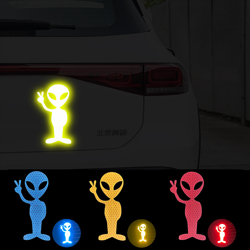 Alien Peace High Reflective Fluorescent Car Motorcycle Sticker Decal