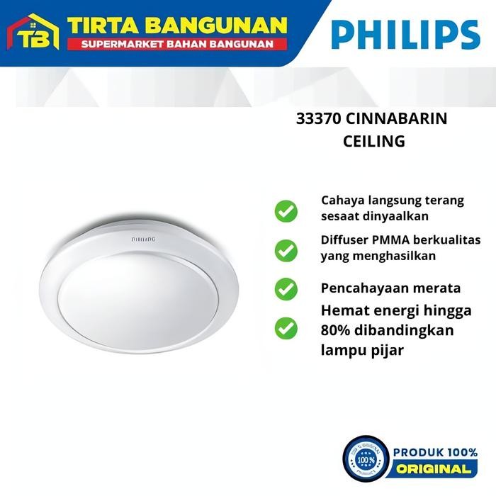 PHILIPS 33370 CINNABARIN 10 WATT LED 27 K LAMPU PLAFON CEILING LAMP LAMPU RUANG TAMU