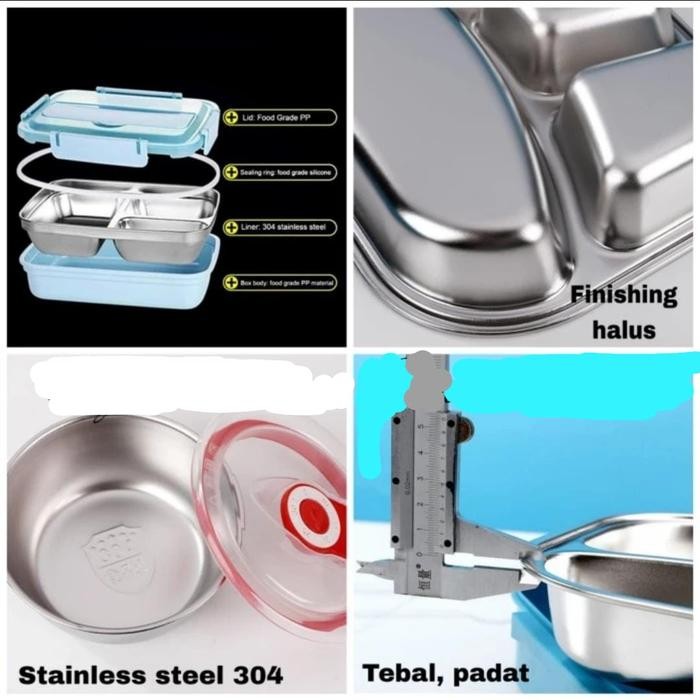 LUNCH BOX TEMPAT MAKAN KOTAK MAKAN 1500ML STAINLESS STEEL 304 PREMIUM