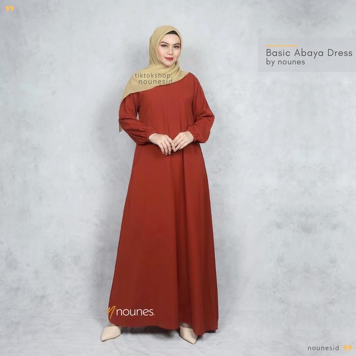 Nounes Basic Abaya Dress Gamis Daily Polos Wanita Muslim