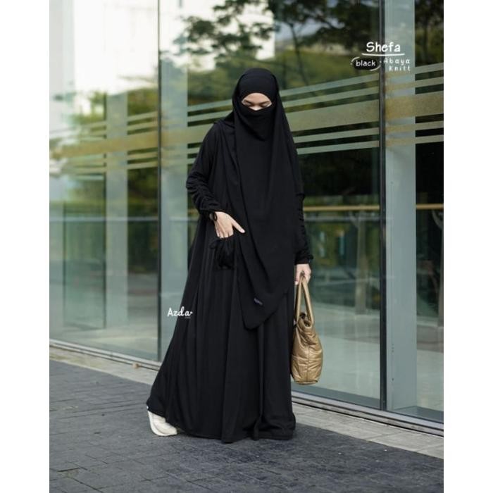 Shefa Abaya Knit Azda Manset kerut