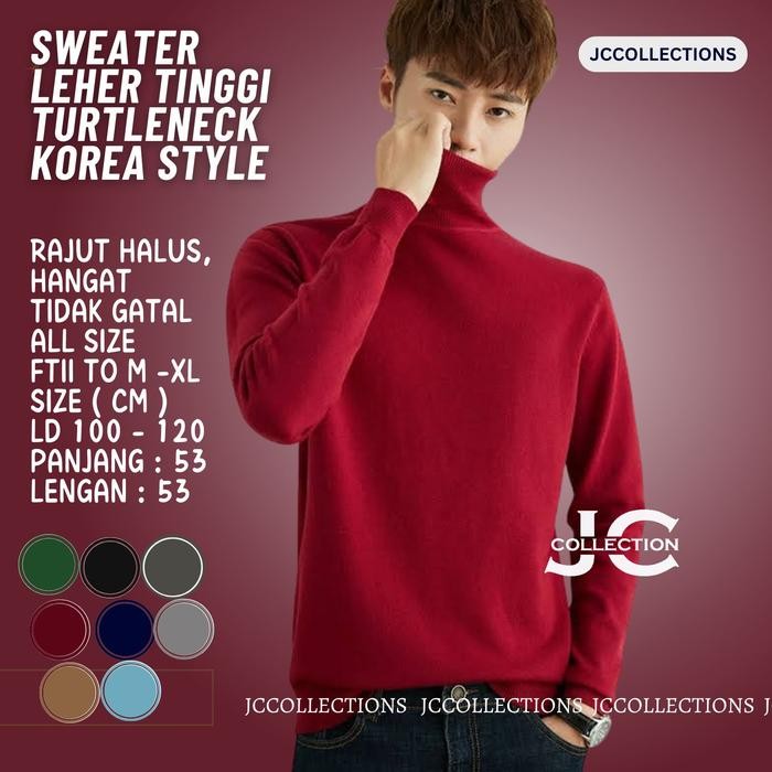 Sweater Turtleneck Rajut Korea Pria Rajut Knitting - JCFashion terlaris