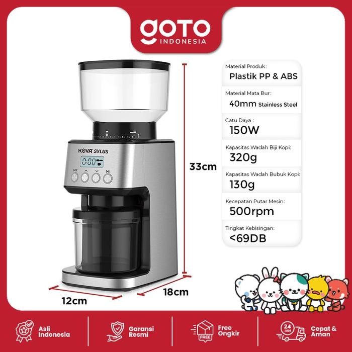 Kova Sylus Coffee Grinder Maker Digital Mesin Giling Biji Kopi Listrik
