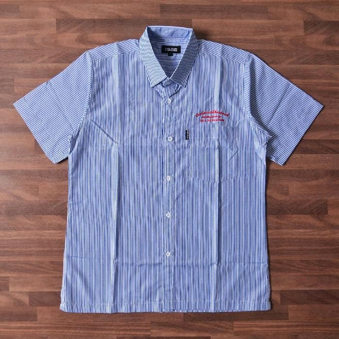 Kemeja Workshirt Stripe Lengan Pendek Promo 