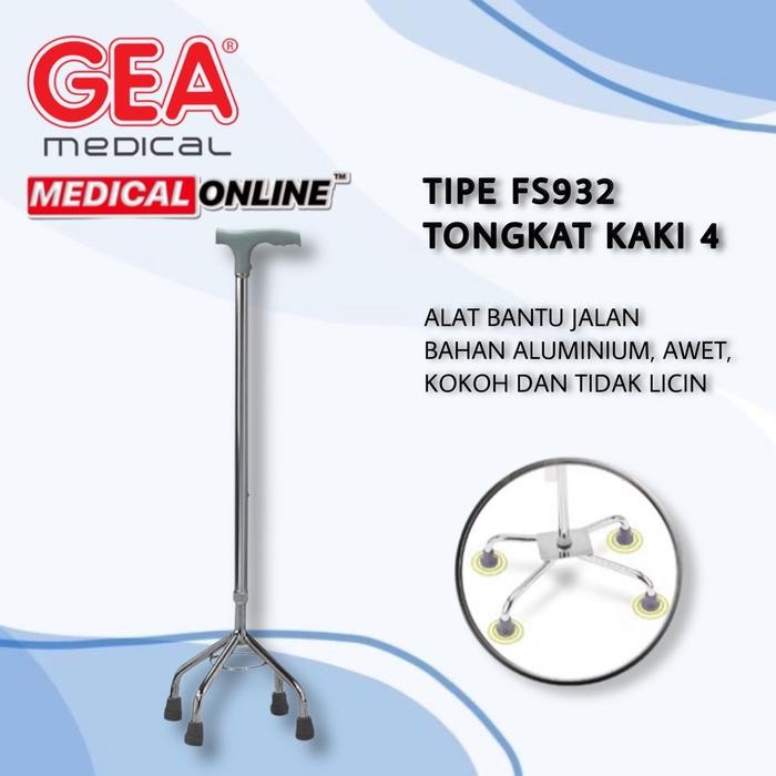 Ready TONGKAT KAKI 4 FS-932 GEA ALAT BANTU JALAN / TONGKAT PYRAMID MEDICAL