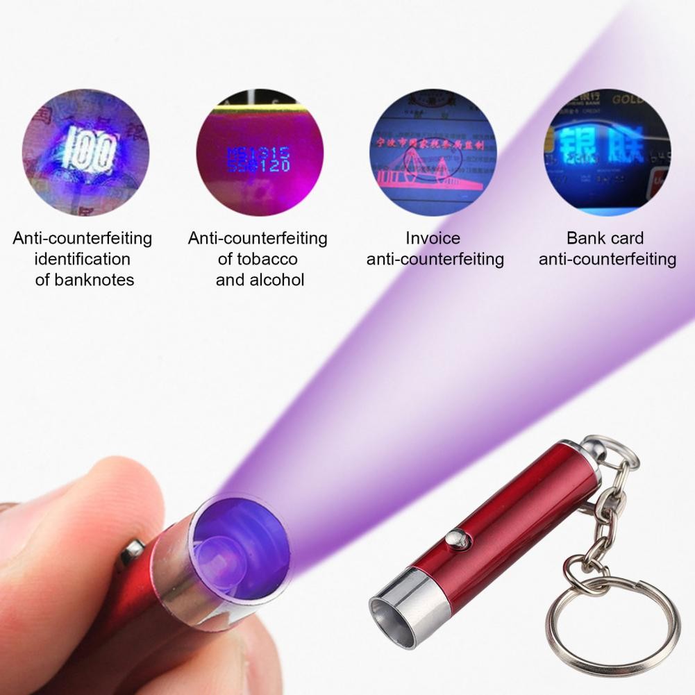 Convenient UV Light Keychain Battery Operated Small UV Flashlight Keychain UV Flashlight Torch Key