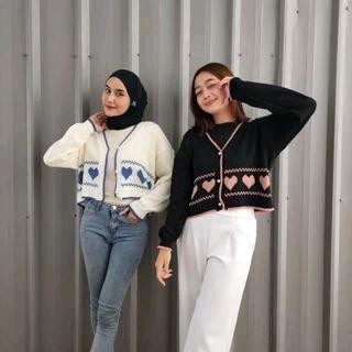 1fihz- Cardy Lova Crop / Cardigan Rajut Lova Kancing Wanita