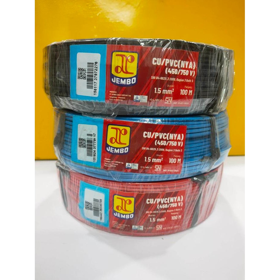 Kabel Nya 1,5 1.5 Mm Roll 100M Kabel Tunggal Random Jembo Voksel Extrana