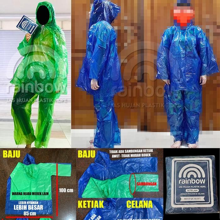 jas hujan plastik setelan - baju plastik + celana plastik - jas hujan plastik ponco - jas hujan