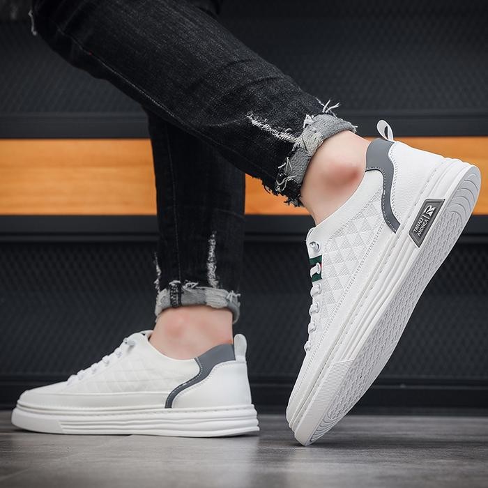 fwxh-Techdoo Sepatu Pria Putih Olahraga Sporty Shoes Sepatu Kulit Sneakers Cowok Casual