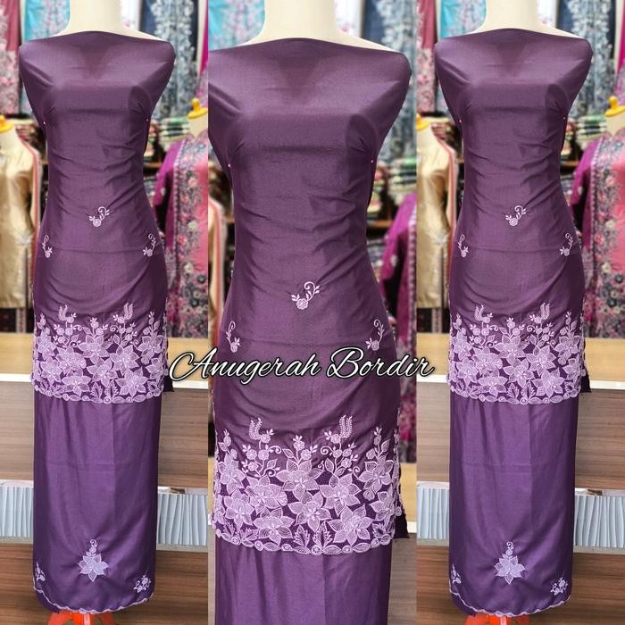 ASLI Bahan baju kurung bordir kerancang bahan lemon READY STOCK