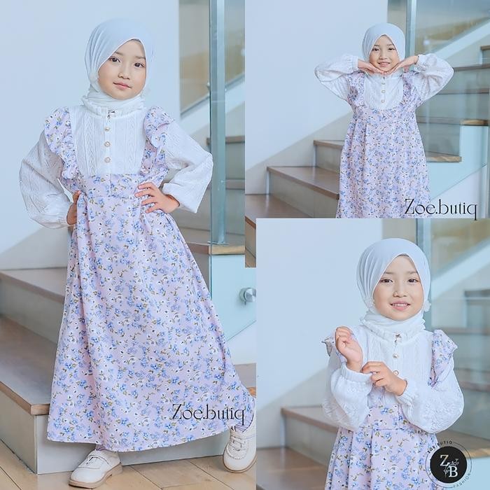 tci0- Gamis Anak Perempuan Terbaru Lebaran Muslim Mewah Korea Style Fadila Kid Baju Dress