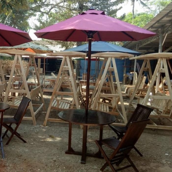 Payung taman minimalis 2m meja 80cm