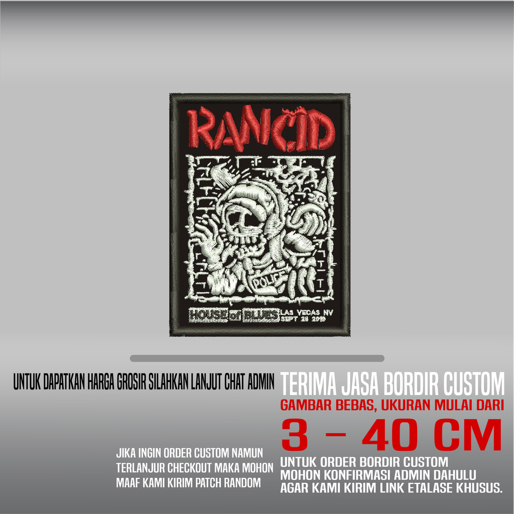 RANCID HOUSE OF BLUES LAS VEGAS PATCH BORDIR LOGO/EMBLEM HDP-667