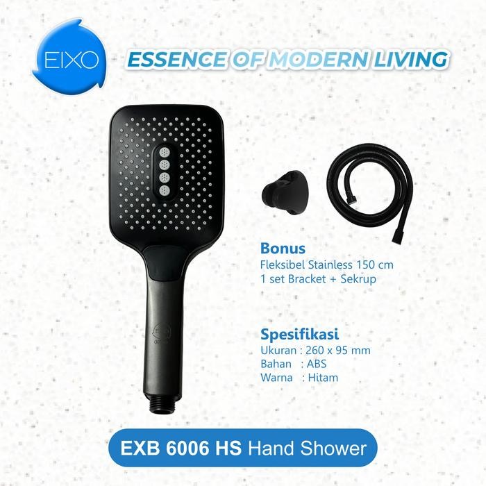 SIAPKIRIM Hand Shower Set Hitam EIXO BUFALO EXB 6006HS - Kepala Shower Elegan dalam Warna Hitam,