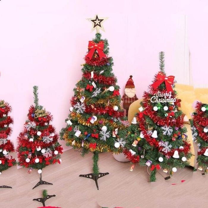 Pohon Natal Lengkap Hiasan Ukuran 150cm / Pohon Natal 5 Kaki Set Hiasan Lampu