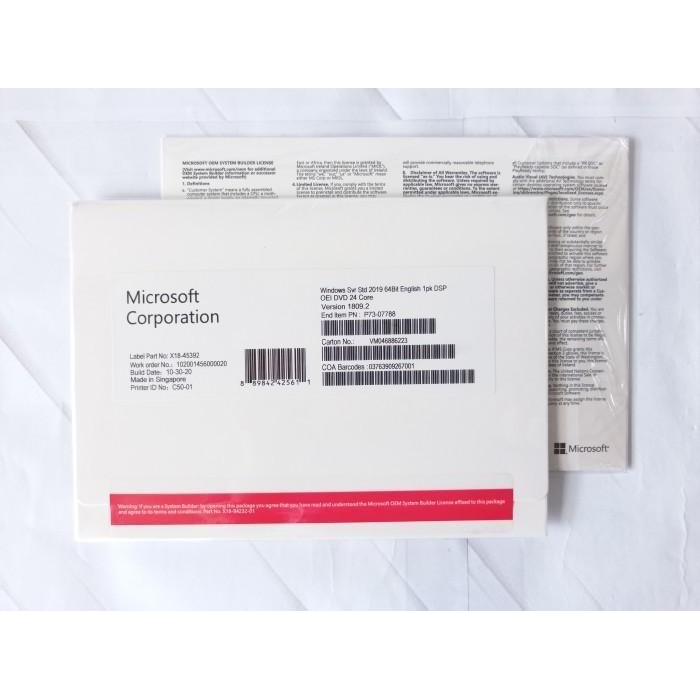 Windows Server 2019 Standard Original 16 Core 5 Cal Lifetime Fullpack