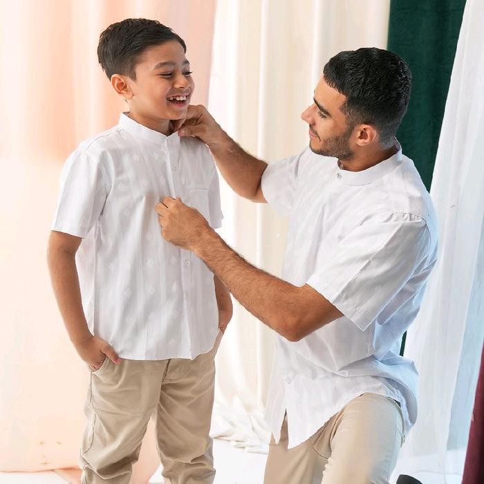 TERLARIS Casella Baju Koko Anak Laki Laki Lengan Pendek Koko Couple Ayah-Anak Nizar READY STOCK