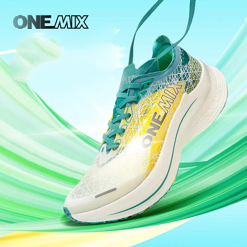 Onemix Marathon Carbon Plate Running Shoes Shock Absorption Ultra-Light Sports Shoes Rebound