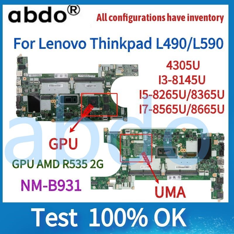 Casing Laptop For Lenovo Thinkpad L490/L590 Laptop Motherboard. NM-B931 Motherboard With I3 I5 I7 8t