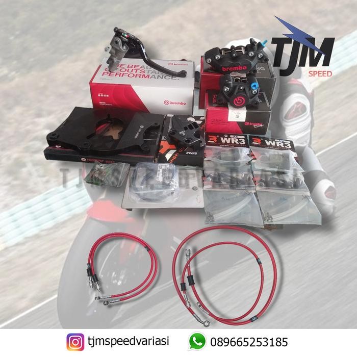 Paket kaliper Brembo 4P 2P Black Breket XMAX+Master Rem brembo RCS 17