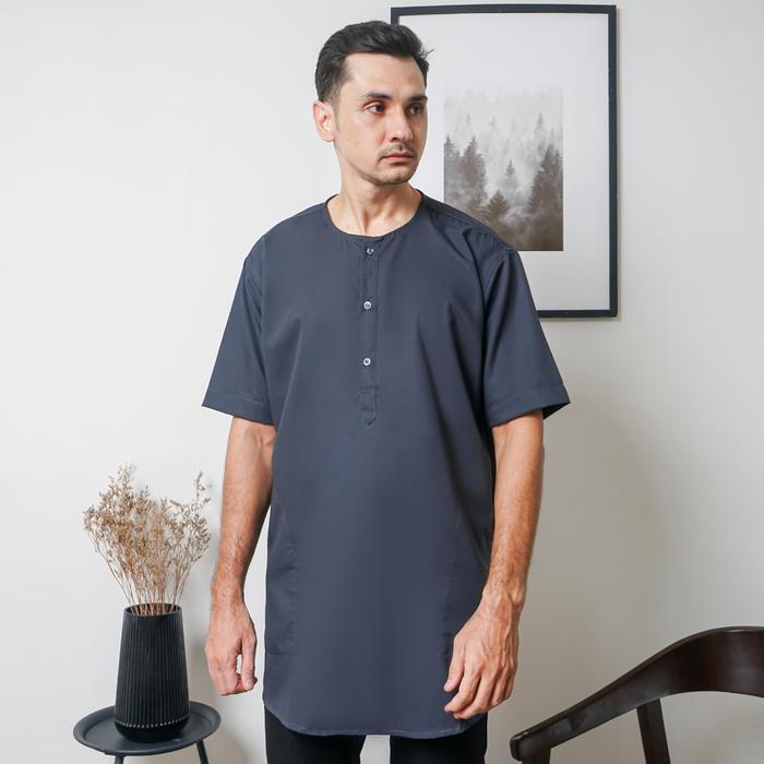 Koko Pria Model Kurta Kaftan Modern Semi Wool Lengan Pendek