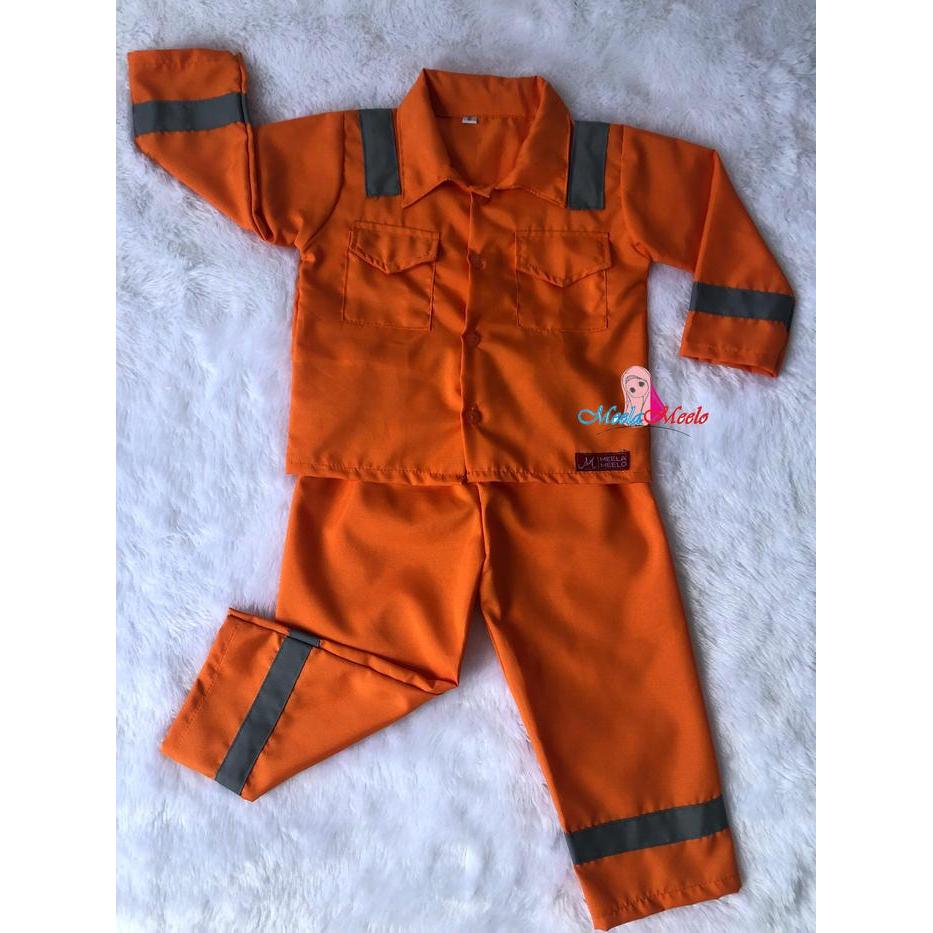 Baju Anak Kostum Wearpack PLN Kostum Photoshoot Baby Baju Profesi - PLN ORANGE, NEW BORN