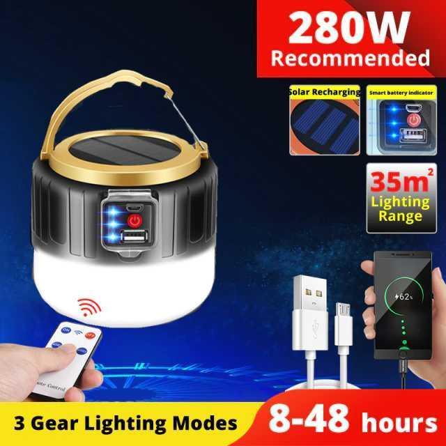 Lampu Tenda Lentera / lampu Camping mancing SOLAR 280W reacharge