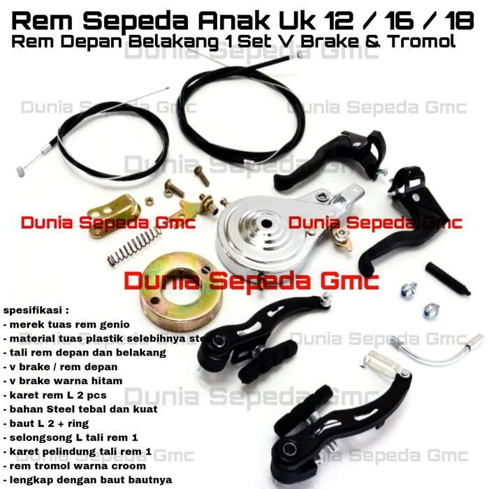 1 Group Set Rem Sepeda Anak 12 / 16 / 18 Inchi Depan Belakang V Brake Terbaru 