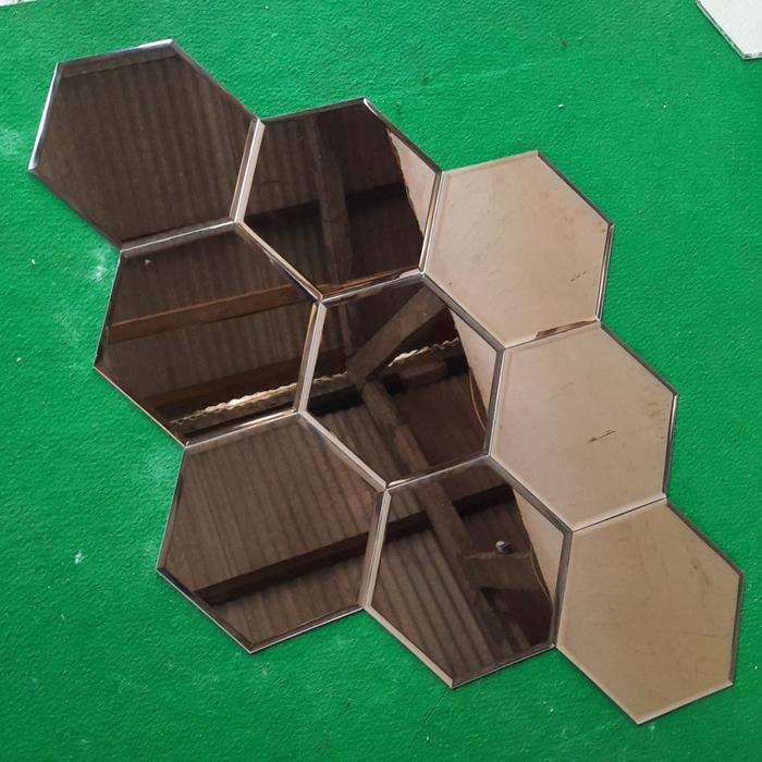 Promo Kaca Cermin Bronze Hexagonal - Cermin Bevel - Cermin Hexagonal Terlaris