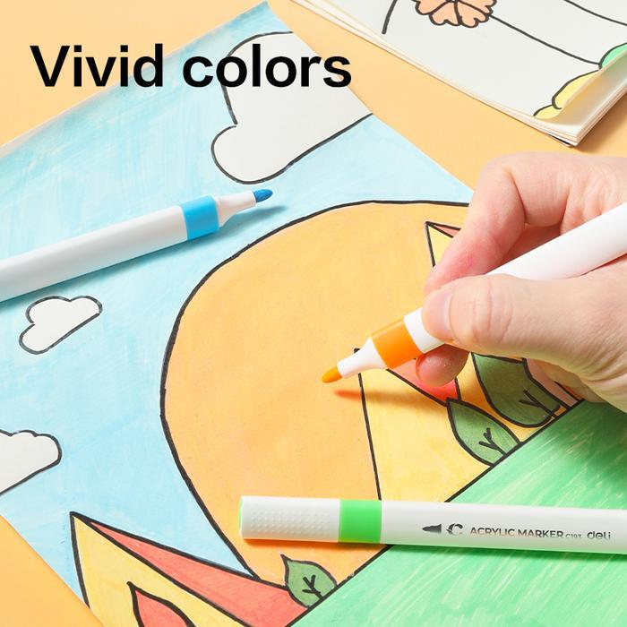 Deli Spidol Akrilik / Acrylic Marker Spidol Warna Serbaguna Warna Cerah EC193
