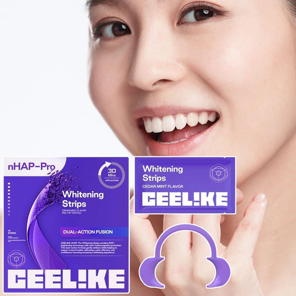 V34 Purple Teeth Whitening Strips, Mint Fresh Breath Tooth Bleaching Sticker, Professional Gentle