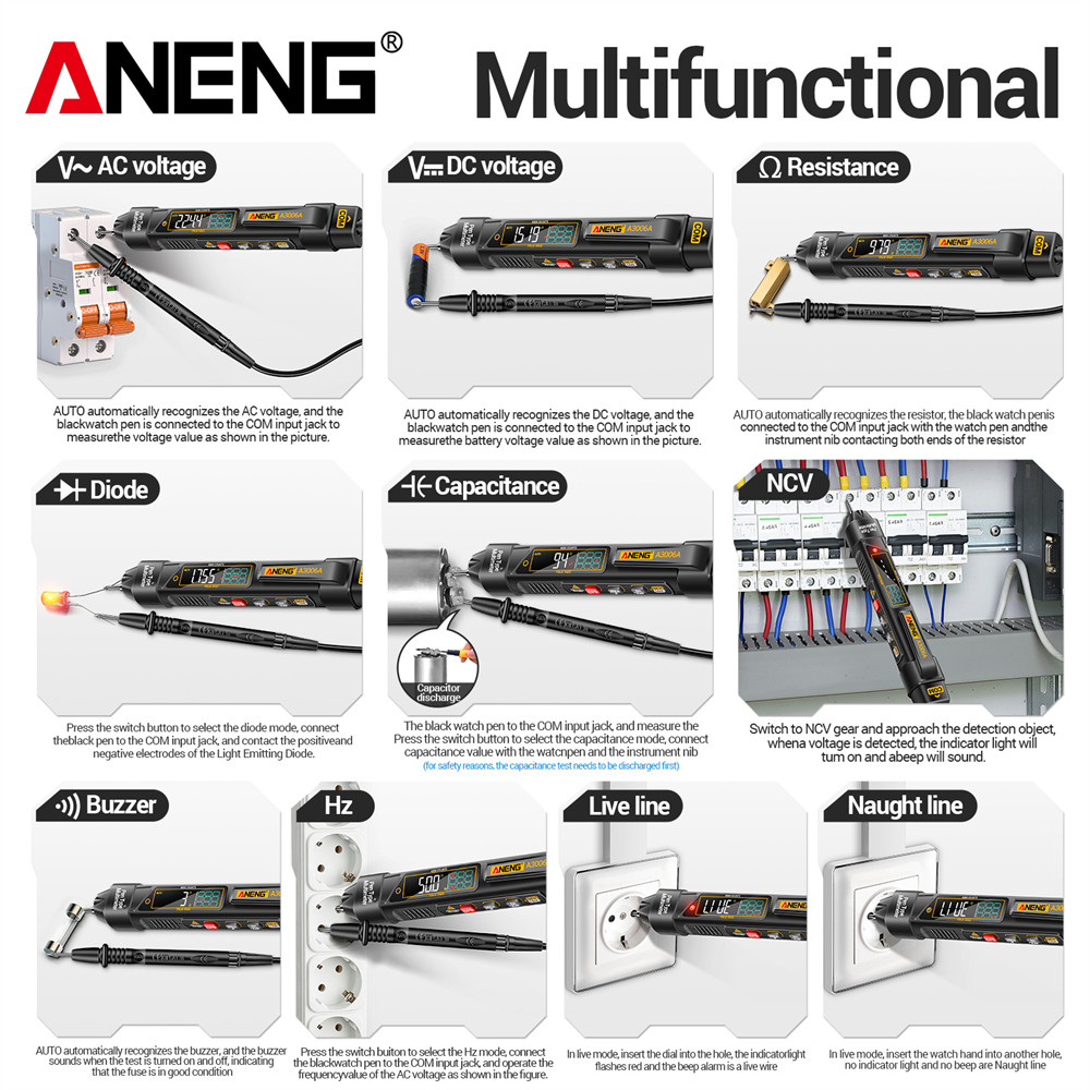 ANENG A3006A multifunctional multimeter data retention on/off buzzer home maintenance electrician