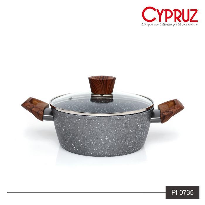 Cypruz Marble Simple Set Casserole Frywok Frypan Spatula