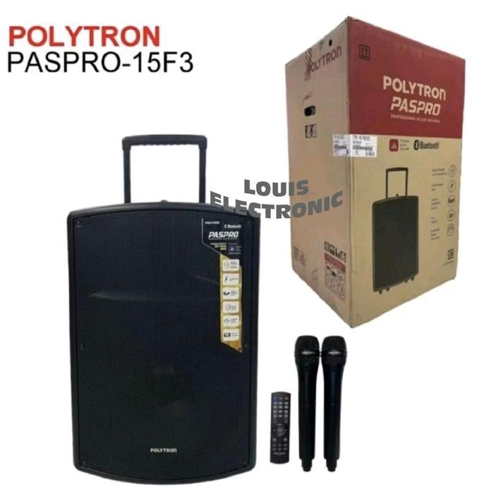 Speaker Portable 15" POLYTRON PASPRO 15F3 + 2 Mic Wireless