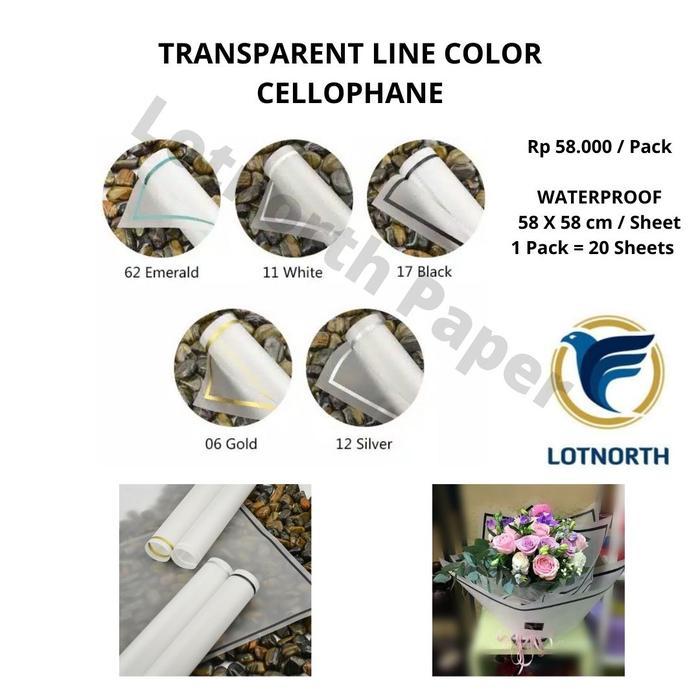 [20 LEMBAR] LINE TRANSPARENT CELLOPHANE | KERTAS BUNGA LINE CELLOPHANE - Gold