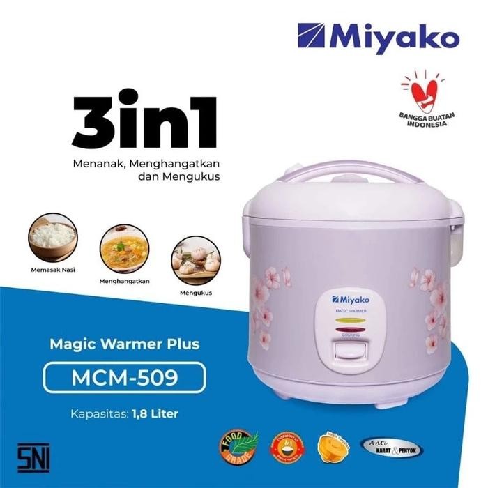 Miyako Mcm - 509 Rice Cooker Magic Com 3 In 1 Magic Miyako 1,8 Liter