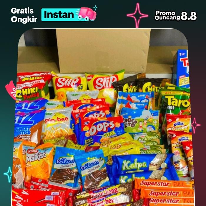 

ASLI Paket Snack isi 80 pcs - Hamper Bingkisan Cemilan Snack - Paket Lengkap READY STOCK