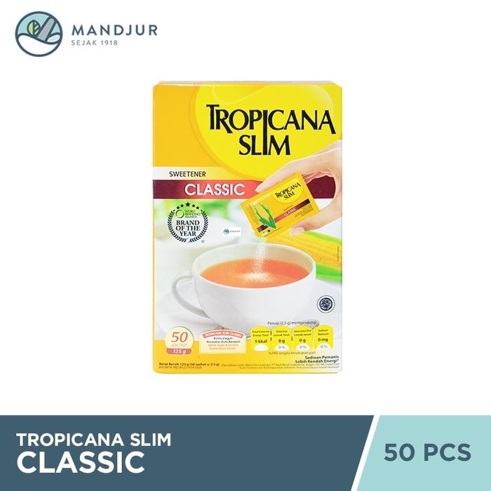 

Stok Baru Tropicana Slim Classic 50 Sachet - Gula Tabur