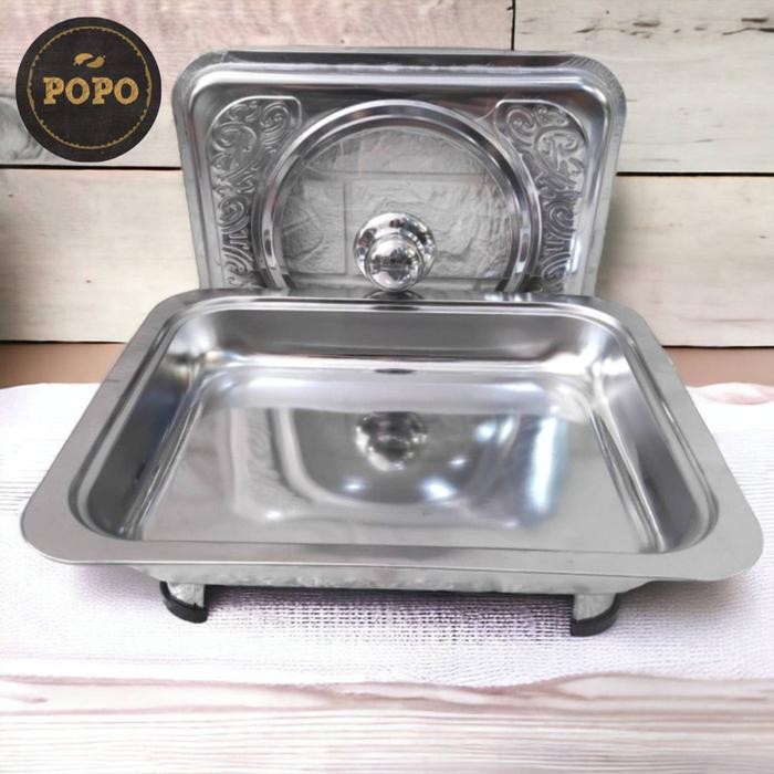 Prasmanan Set Stainless Tempat Makan Fast Food Dish Persegi