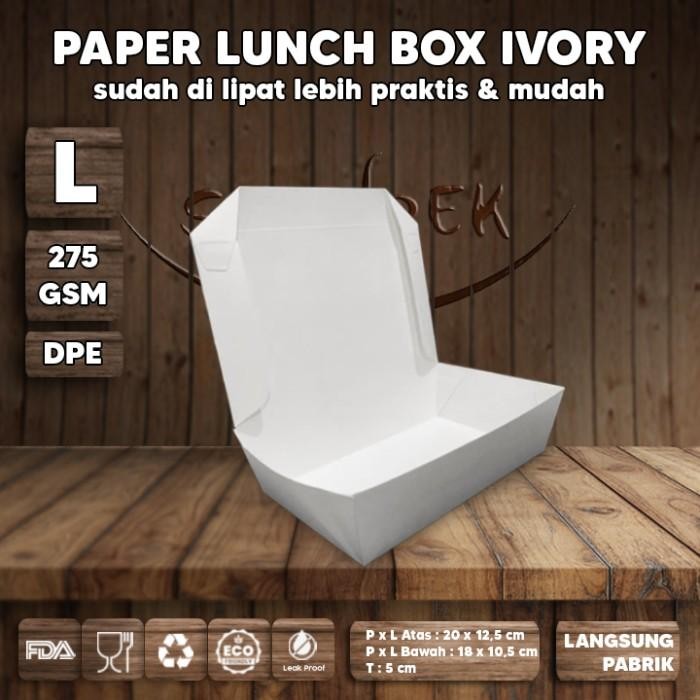 KOTAK LUNCH BOX PAPER PUTIH PAPER LUNCH BOX IVORY TEBAL