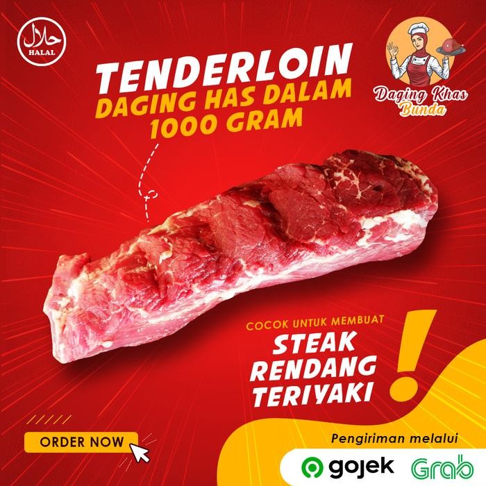 

Pilihan- (Premium) Daging Has Dalam Tenderloin Sapi Lokal Segar Fresh 1000 Gram