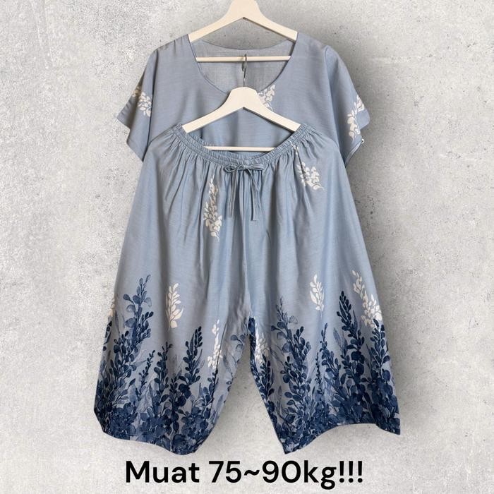 DISKON STELAN 3/4 JUMBO WANITA LD 140 RAYON PREMIUM REAL PICT Setelan READY STOCK