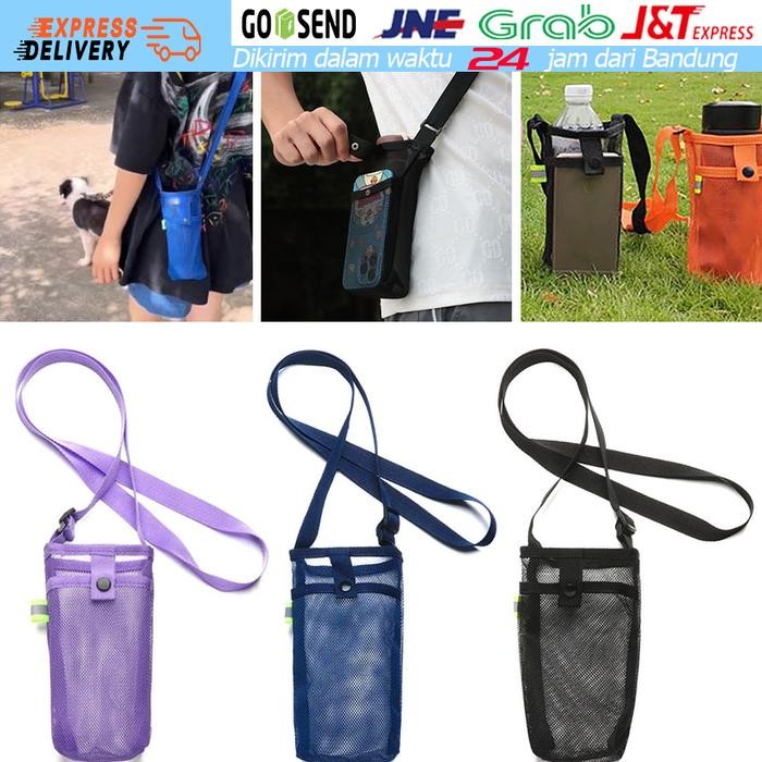 Pilihan- Tas Selempang Tas Botol Air Minum Jaring Kantung Botol Minum Portabel