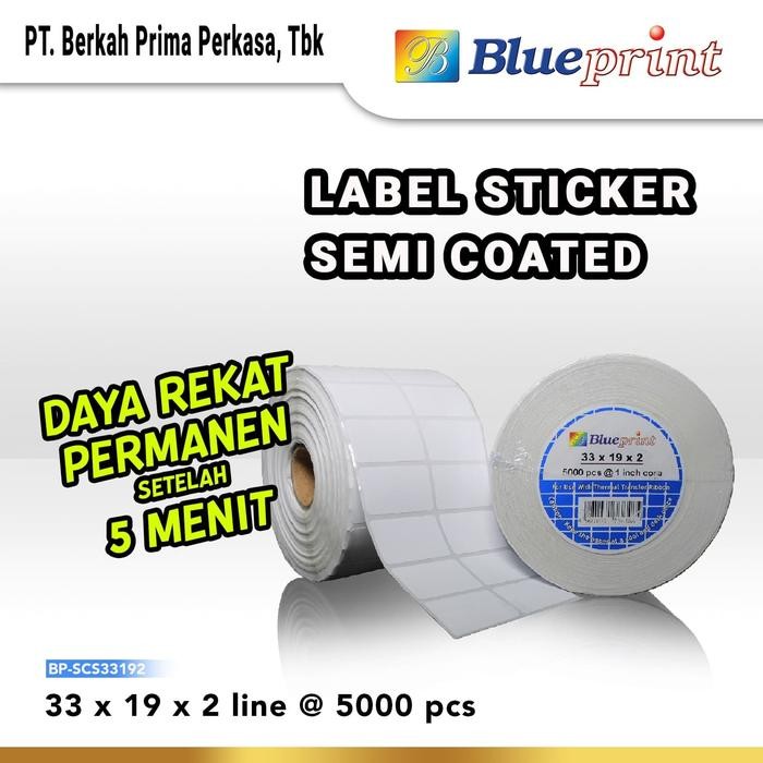 

Sticker label Bare 33x19mm 2 Line Semi Coated BLUEPRINT isi 5000Pcs