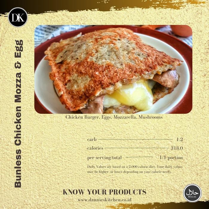 

Pilihan- Bunless Chicken Burger With Mozza & Egg Keto