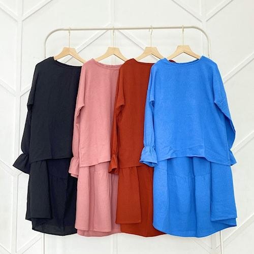 ORIGINAL Baju Setelan Wanita One Set Rok Muslim Ootd Crinkle flow READY STOCK