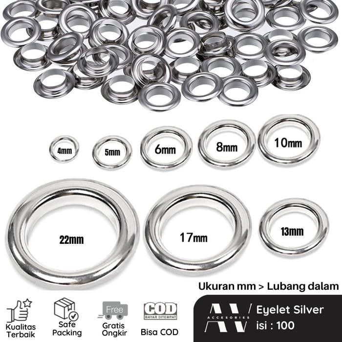 

New AVACC Mata Ayam Itik Ring Silver Nikel Spanduk Ecer 100 Eyelet Murah