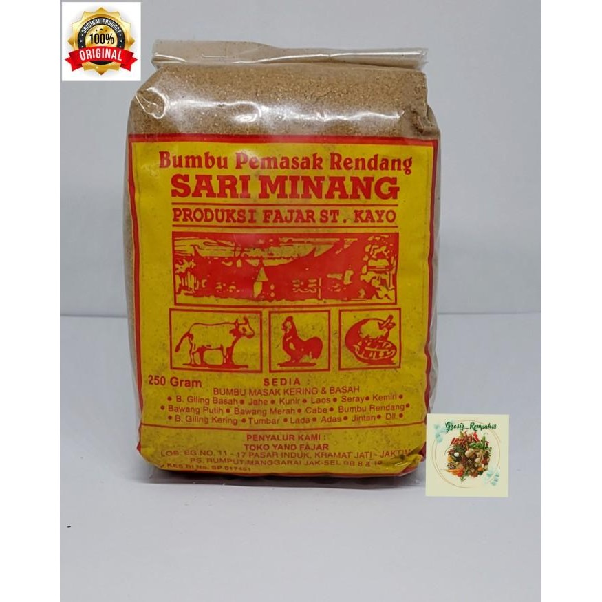 

Stok Baru Bumbu Pemasak Rendang / Bumbu Rendang Sari Minang 250gr